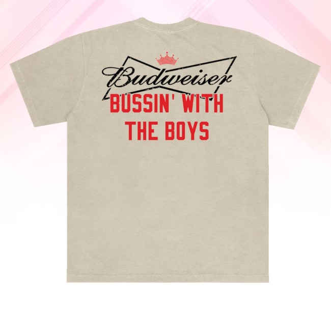 kenny Bwtb Merch Store Bussin X Budweiser Bow Tie Tee Sands kenny Bwtb Merch Store Bussin X Budweiser Bow Tie Tee Sands