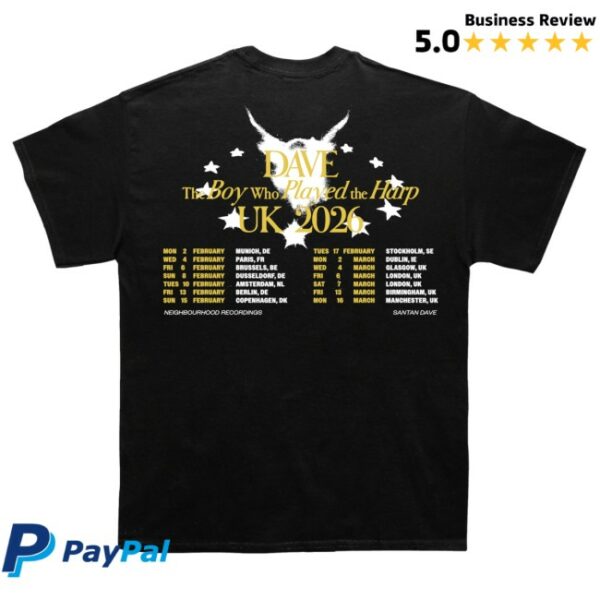 kenny Cold Prints Merch Dave The Boy Who Played The Harp Tour Shirt Black