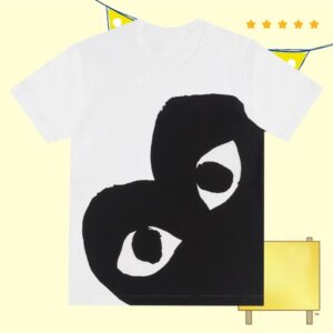 kenny Comme Des Garcons Merch Play White Shirt With Black Corner Heart kenny Comme Des Garcons Merch Play White Shirt With Black Corner Heart