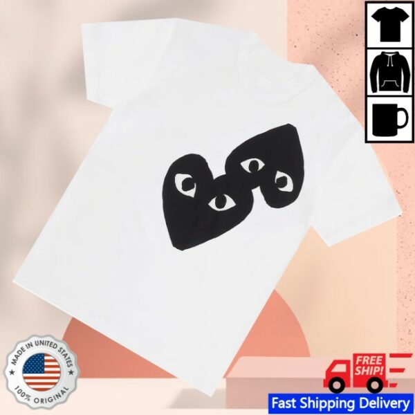 kenny Comme Des Garcons Merch Play White Shirt With Black Mirror Heart1