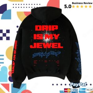 kenny Drip By Rage Merch Store Drip Is My Jewel Blue Big Print Boxy Hoodie