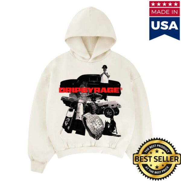 kenny Drip By Rage Merch Store Life Of Hip Hop Big Print Boxy Hoodie White