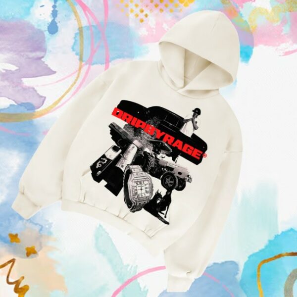 kenny Drip By Rage Merch Store Life Of Hip Hop Big Print Boxy Hoodie Whites