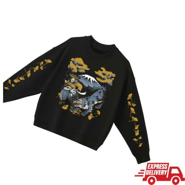kenny Ghost Of Yotei Shop Merch Store Ghost Of Yotei Black Atsu Wolf Mount Fuji Sweatshirte