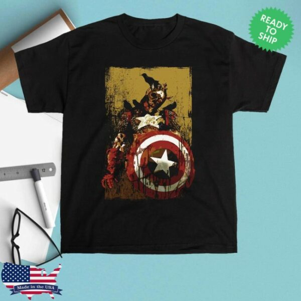 kenny Heroes Villains Merch Store Marvel Zombies Captain America Crows Tee
