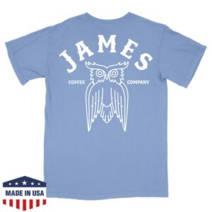 kenny James Coffee Co Merch James Arch Logo Shop Shirt Light Blue kenny James Coffee Co Merch James Arch Logo Shop Shirt Light Blue