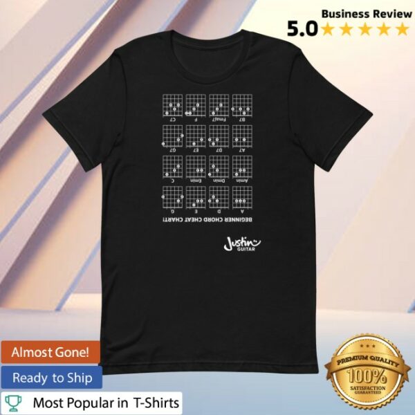 kenny Justinguitar Merch Store Guitar Cheat Chords For Beginners Shirt Black