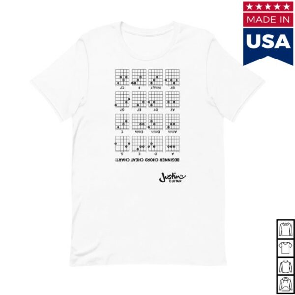 kenny Justinguitar Merch Store Guitar Cheat Chords For Beginners Shirt White