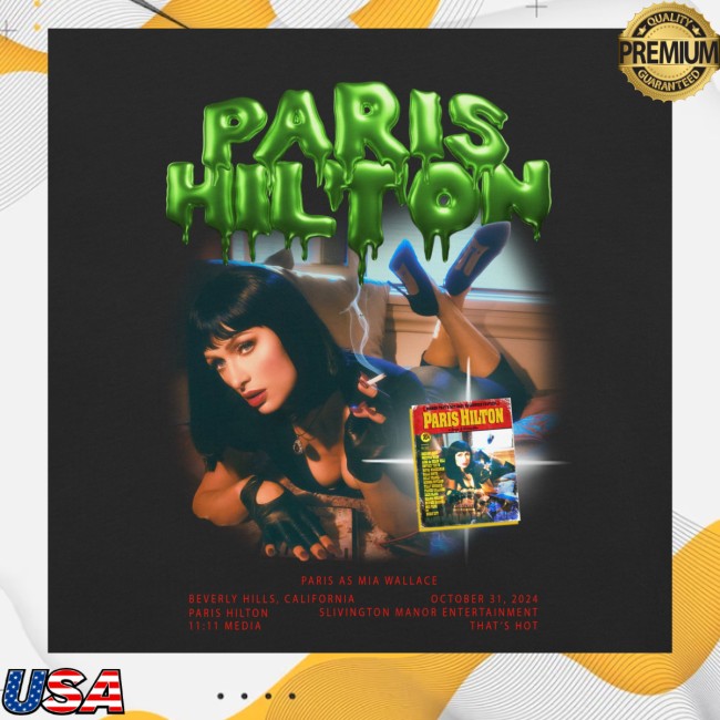 kenny Paris Hilton Merch Store Mia Wallace Halloween Black Shirts kenny Paris Hilton Merch Store Mia Wallace Halloween Black Shirts