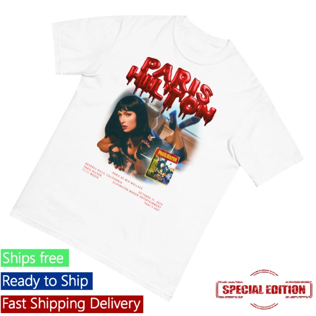 kenny Paris Hilton Merch Store Mia Wallace Halloween White Shirts kenny Paris Hilton Merch Store Mia Wallace Halloween White Shirts