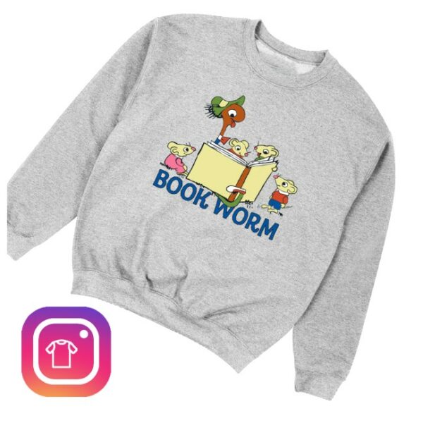 kenny Retrokid Merch Store Richard Scarry Bookworm Crewneck Greys