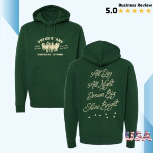 kenny Seven Stars General Store Merch 7Sgs All Day All Night Pullover Hoodie In Dark Greenss kenny Seven Stars General Store Merch 7Sgs All Day All Night Pullover Hoodie In Dark Greenss