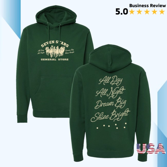 kenny Seven Stars General Store Merch 7Sgs All Day All Night Pullover Hoodie In Dark Greenss kenny Seven Stars General Store Merch 7Sgs All Day All Night Pullover Hoodie In Dark Greenss