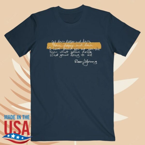 kenny Status Quo Merch Rossi Young Down Down Lyric Navy Tee