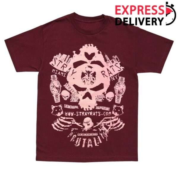 kenny Stray Rats Merch Brutality Tee Burgandy