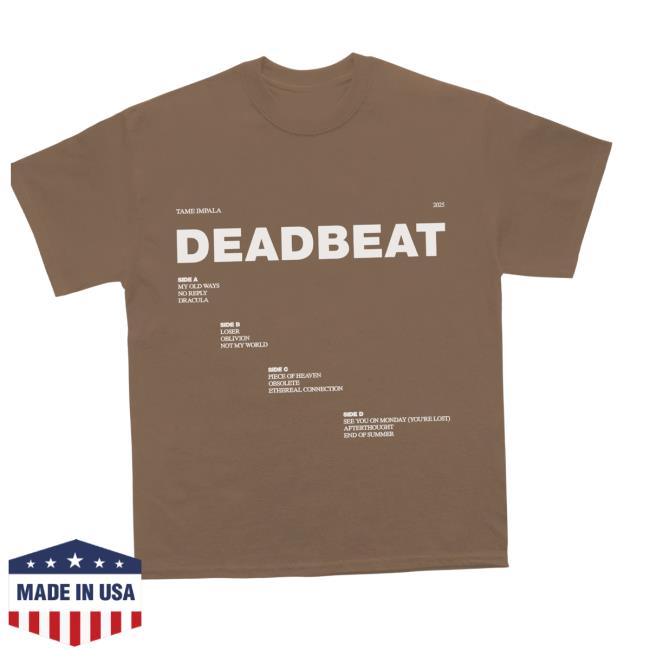 kenny Tame Impala Merch Store Shop Deadbeat Tracklist T Shirt kenny Tame Impala Merch Store Shop Deadbeat Tracklist T Shirt