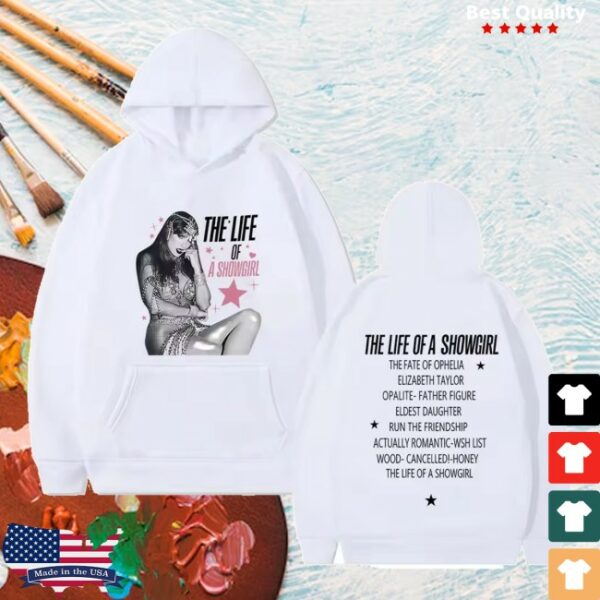 kenny Taylor Swift Merch Store The Life Of A Showgirl 2025 Merch Hoodie White