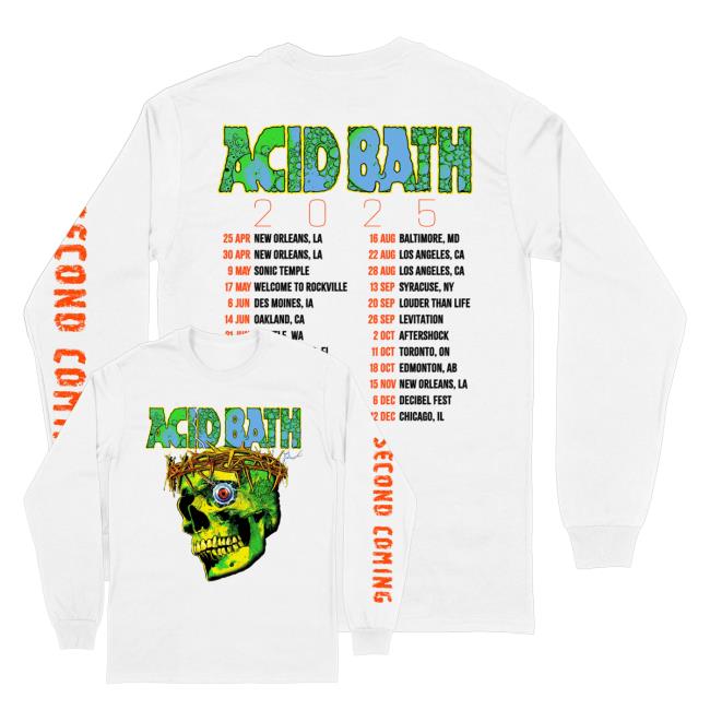 kenny Acid Bath Official Merch Shop White Tour Long Sleeve Shirt kenny Acid Bath Official Merch Shop White Tour Long Sleeve Shirt
