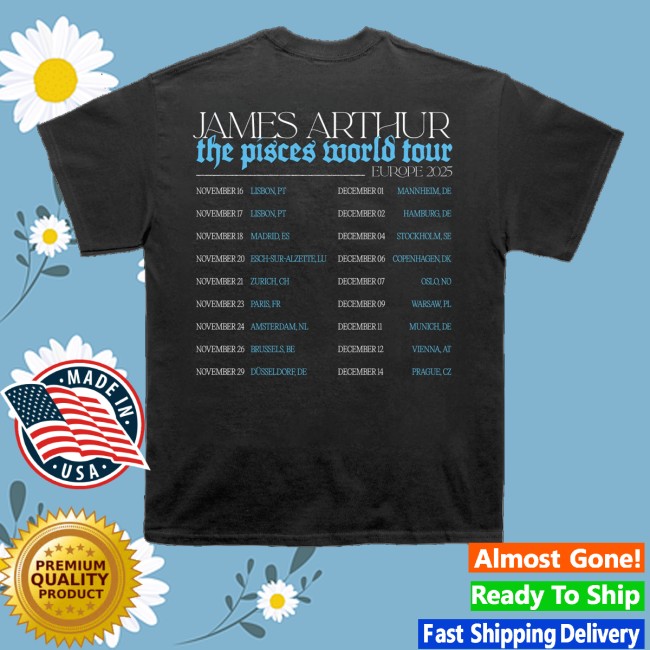 kenny James Arthur Merch Store Pisces Photo Itin Charcoal Shirt kenny James Arthur Merch Store Pisces Photo Itin Charcoal Shirt