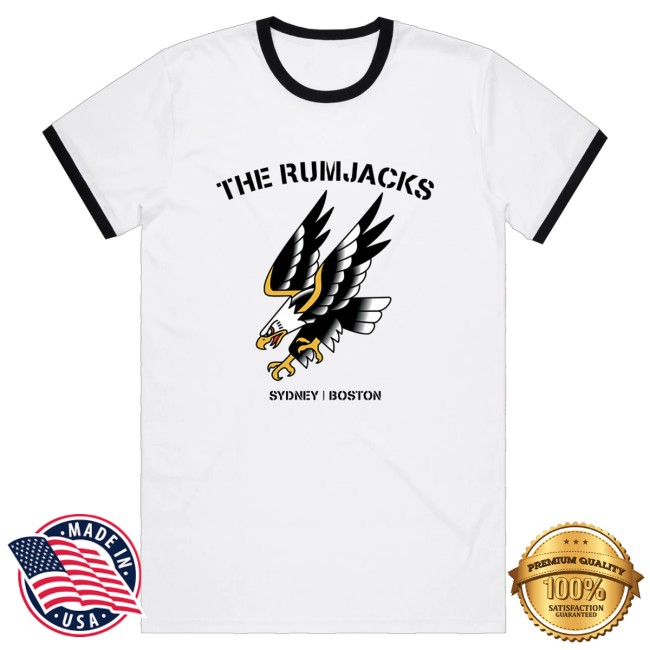 kenny Lo Fi Store Merch The Rumjacks Eagle Ringer Shirt White Black kenny Lo Fi Store Merch The Rumjacks Eagle Ringer Shirt White Black