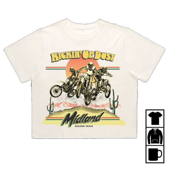 kenny Midland Merch Kickin Up Dust Ladies Crop Tee kenny Midland Merch Kickin Up Dust Ladies Crop Tee