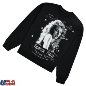 kenny Taylor Swift Merch Speak Now Taylors Version Black Crewneck Sweatshirt0