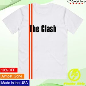 kenny The Clash Official Store Merch The Clash Striped Logo White Shirts
