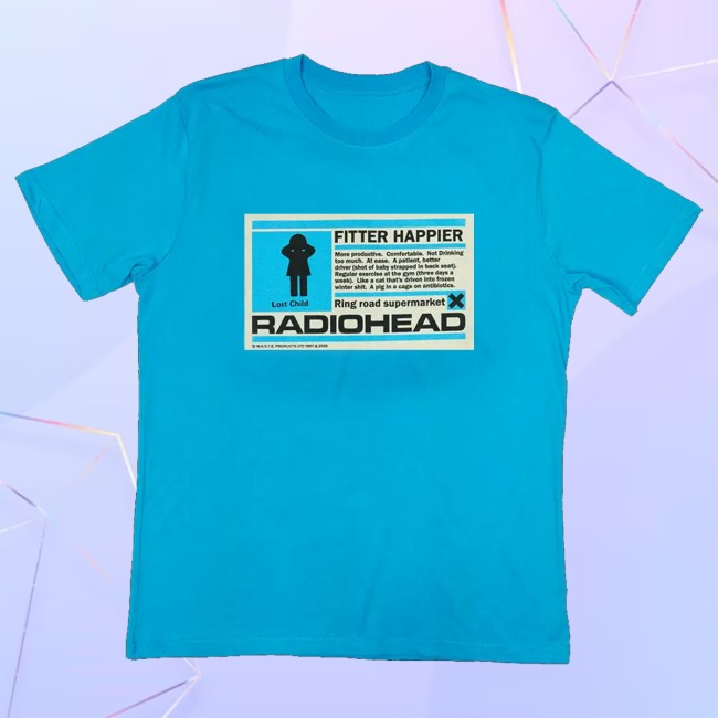 kenny WASTE Store Merch Fitter Happier Cyan Blue Patch Shirt1 kenny WASTE Store Merch Fitter Happier Cyan Blue Patch Shirt1