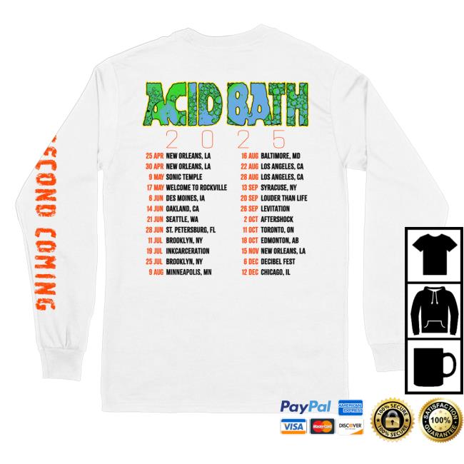 kenny sau Acid Bath Official Merch Shop White Tour Long Sleeve Shirt kenny sau Acid Bath Official Merch Shop White Tour Long Sleeve Shirt