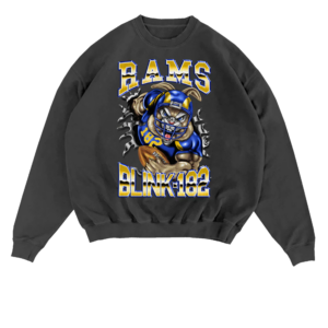 Blink 182 Merch Store Blink 182 X La Rams Touchdown Black Crewnecks Blink 182 Merch Store Blink 182 X La Rams Touchdown Black Crewnecks