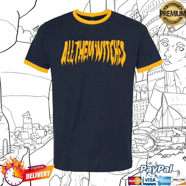 kenny All Them Witches Store Merch Navy Drip Ringer Tee kenny All Them Witches Store Merch Navy Drip Ringer Tee