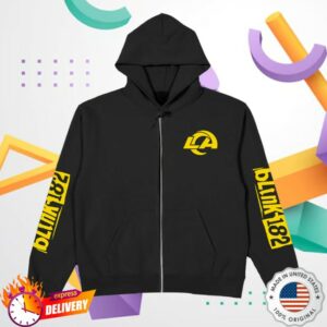 kenny Blink 182 Merch Store Blink 182 X La Rams Wide Receiver Black Zip Hoodie