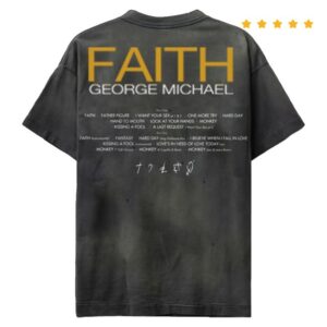 kenny George Michael Merch Faith Album Cover Faded Tee Black