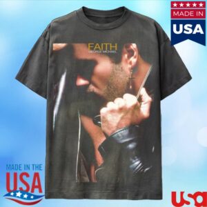 kenny George Michael Merch Faith Album Cover Faded Tee Black1
