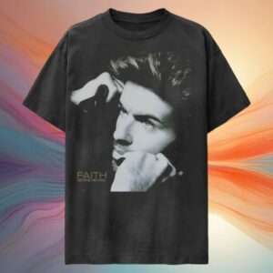 kenny George Michael Merch Faith Faded Photo Tee Black