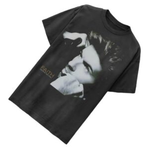 kenny George Michael Merch Faith Faded Photo Tee Black0