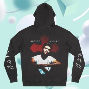 kenny George Michael Merch Faith Symbol Faded Hoodie Black