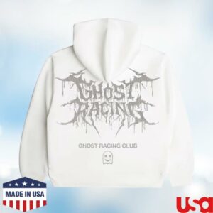 kenny Ghost Racing Merch Store Heavy Weight Reflective Sigil Hoodie Whitea