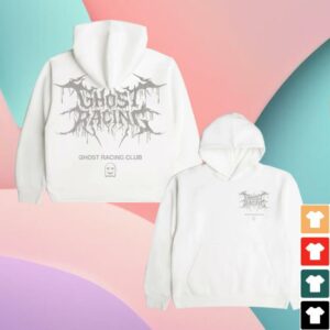 kenny Ghost Racing Merch Store Heavy Weight Reflective Sigil Hoodie Whiteaa