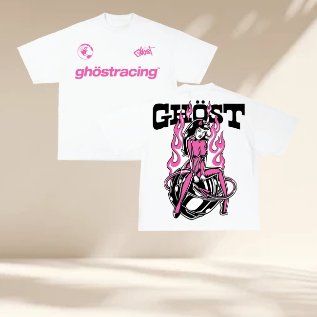 kenny Ghost Racing Store Merch Ghost Girl Pink Shirt Whitess kenny Ghost Racing Store Merch Ghost Girl Pink Shirt Whitess