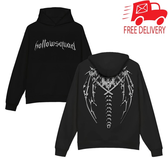 kenny Hollowsquad La Merch Store Chrome Spine Black Hoodiess kenny Hollowsquad La Merch Store Chrome Spine Black Hoodiess