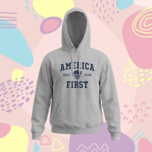 kenny Nick Fuentes Merch Store America First Collegiate Hoodie Grey 1