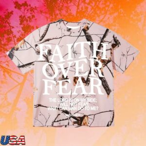 kenny Noissey Merch Store Faith Over Fear Pink Tree Pattern Print T Shirt