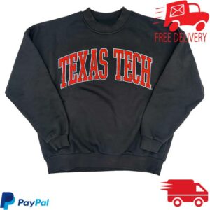 kenny Red Raider Out Fitter Merch Shop Texas Tech Arch In Rhinestone On Crewneck Sweatshirt