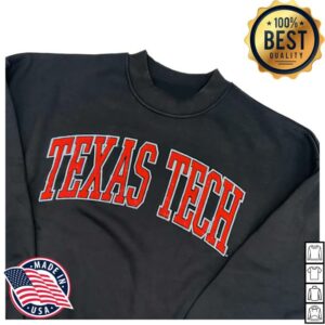 kenny Red Raider Out Fitter Merch Shop Texas Tech Arch In Rhinestone On Crewneck Sweatshirtw