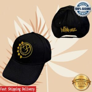 kenny Rockabilia Merch Store Blink 182 Yellow Six Arrow Smile Baseball Cap kenny Rockabilia Merch Store Blink 182 Yellow Six Arrow Smile Baseball Cap