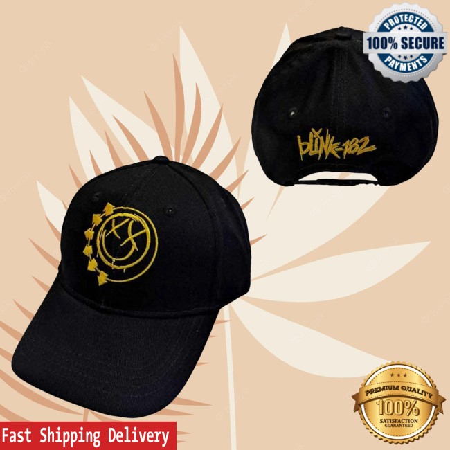 kenny Rockabilia Merch Store Blink 182 Yellow Six Arrow Smile Baseball Cap kenny Rockabilia Merch Store Blink 182 Yellow Six Arrow Smile Baseball Cap