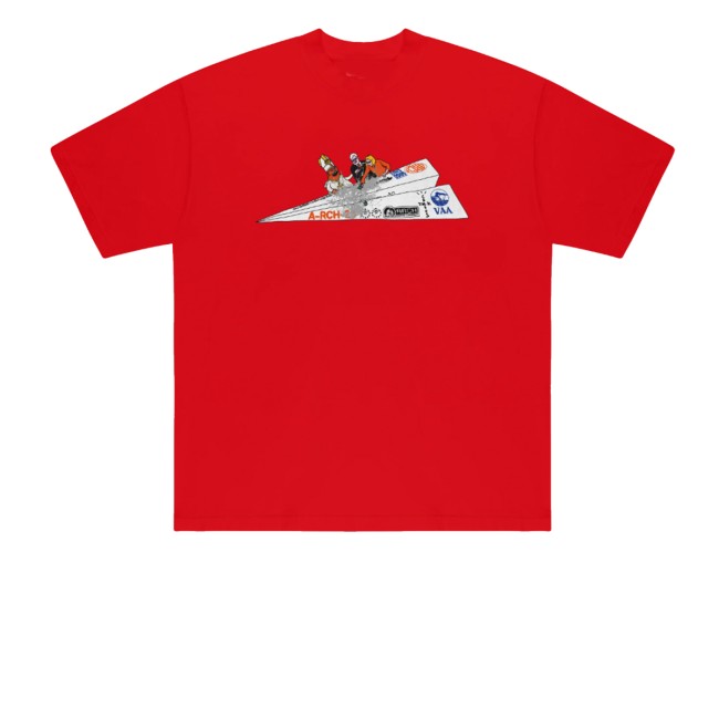 kenny Virgil Abloh Merch Store Cj X Arch Paper Plane Tee Red kenny Virgil Abloh Merch Store Cj X Arch Paper Plane Tee Red