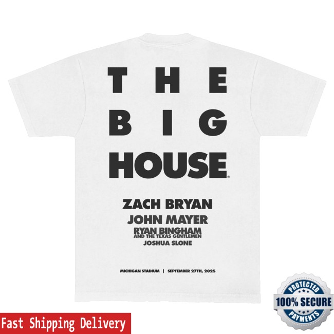 kenny Zach Bryan Shop Merch Zb Big House Tee White kenny Zach Bryan Shop Merch Zb Big House Tee White
