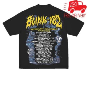 kenny sau Blink 182 Store Shop Merch Mohawk Skeleton 2025 Tour Tee